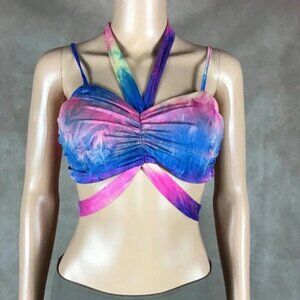 Tie Dye Padded Wrap Around Bikini Top Size 6 Medium